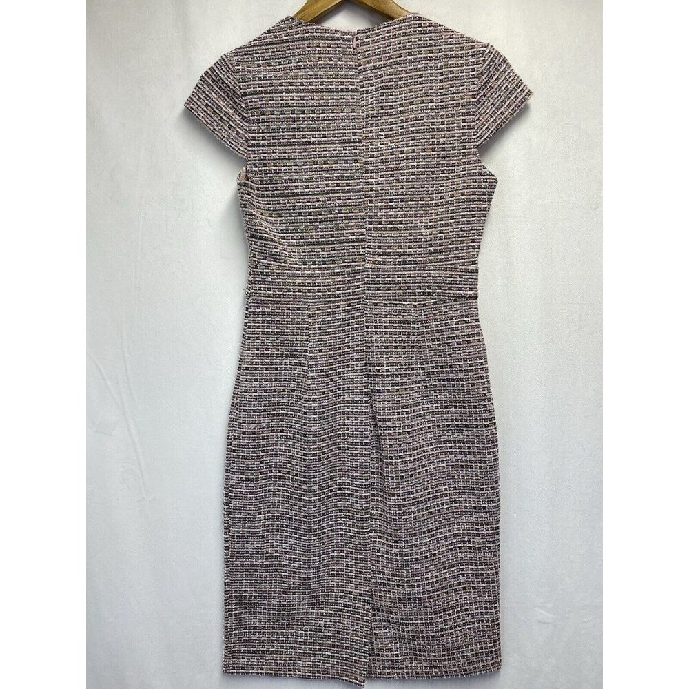 GRACE KARIN Cap Sleeve Queen Neck Tweed Body-con Pencil Dress Women Small Pink - Picture 2 of 16